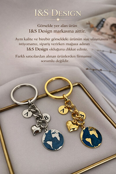 i&s design Anahtarlık Çift Gold Gümüş