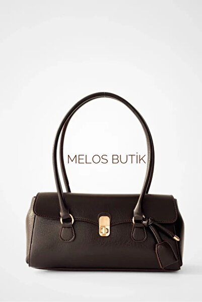 Melos Butik Γυναικεία τσάντα χεριού και ώμου από δέρμα μπαγκέτας με κλείδωμα ...