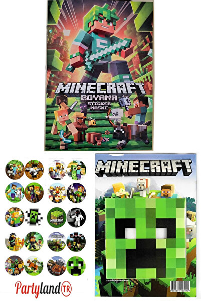 PartylandTR Minecraft Sonic Boyama Kitabı (boyama , Sticer , Arka Kapak Maske )