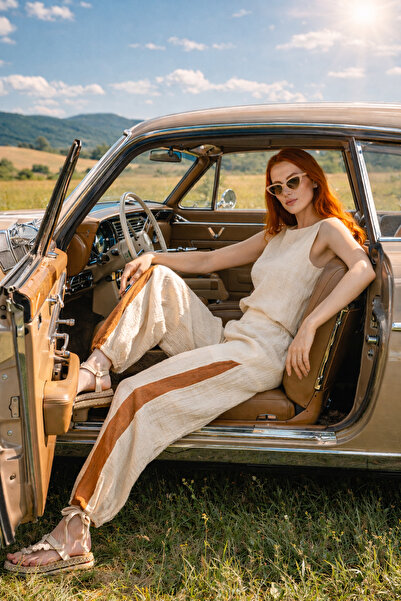 Lorenzella Muslin Cropped Blouse Trouser Set Bohemian Shalwar Trousers Ecru S...