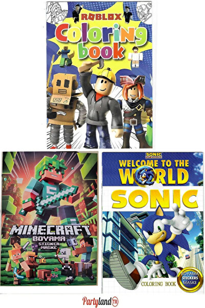 PartylandTR Roblox Minecraft Sonic Boyama Kitabı (boyama , Sticer , Arka Kapa...