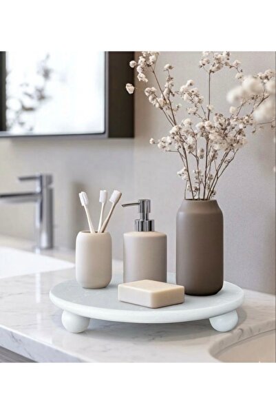 İDAY HOME Doğal Mermer Stand, Mermer Kek Pasta Standı, Mermer Sunumluk Anivia...