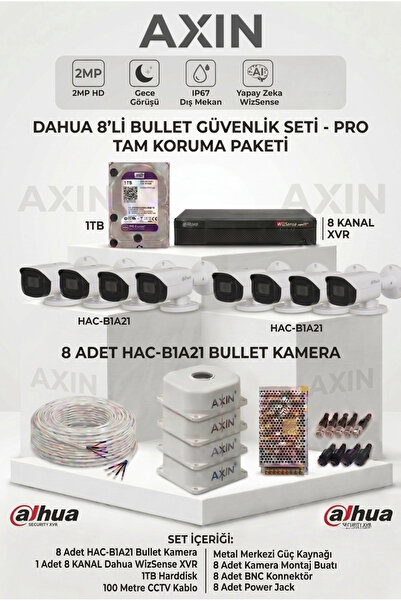 DAHUA 8’li Güvenlik Kamera Seti - Gece Görüş- Yapay Zeka - 1TB HDD