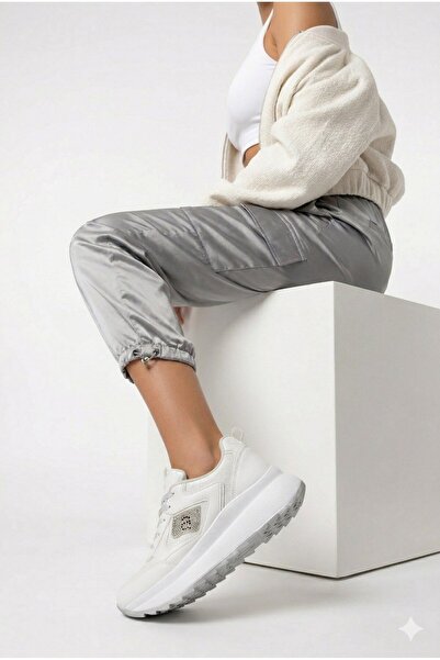 Slipcat Stoned Sparkling Trend 5 cm Platform Women's Sneakers Thick Sole Spor...