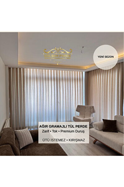 Gülsem Perde Brıllant Foldet Keten Tül Perde 1/3 Sık Pile Ozel Olcu Dıkılır