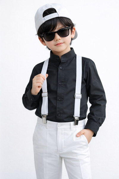 Algitsin O L A Çocuk Pantolon Askısı+Beyaz Renk