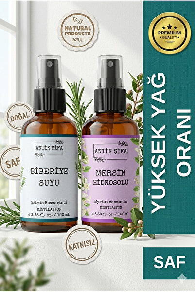Antik Şifa Biberiye Suyu Ve Mersin Suyu Seti - Yenilen Hidrosol Seti (2X100ML...