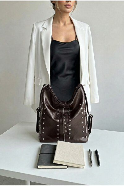 Çanta Trend Moale piele sintetică Femei detaliu cu ținte Femei Umăr rucsac