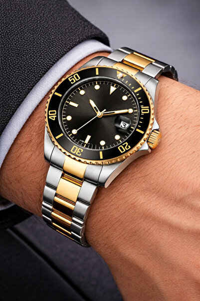 İSTLİV Gümüş- Gold Renk Erkek Rolex Modeli Kol Saati