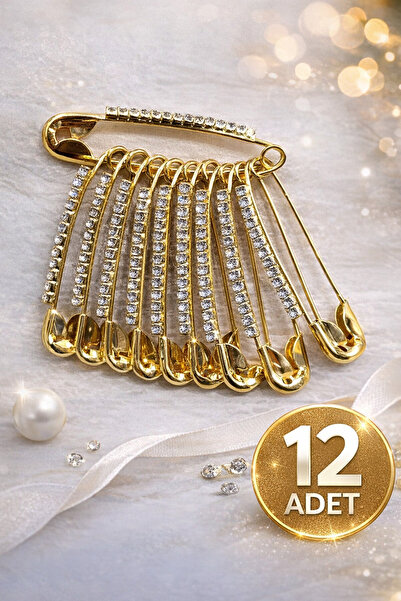 MODA Taş Detaylı Çok Amaçlı Çengelli İğne – Gold