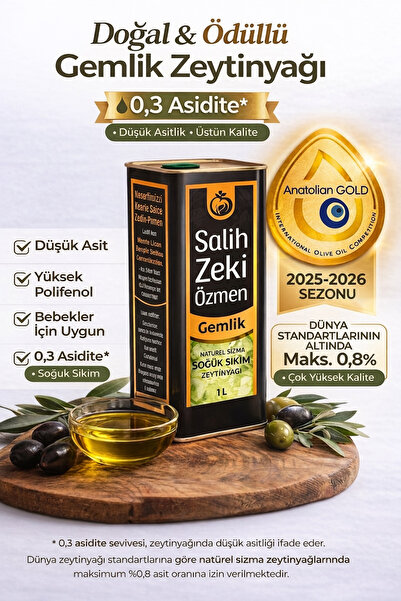 Salih Zeki Özmen Gemlik Erken Hasat Soğuk Sıkım Zeytinyağı 1 lt |Düşük Asitli...