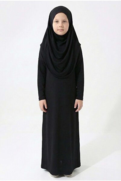 s.t. sebat tekstil Ολόσωμο Τζέρσεϊ Χιτζάμπ για Κορίτσια, Φόρεμα Προσευχής ΜΑΥΡΟ