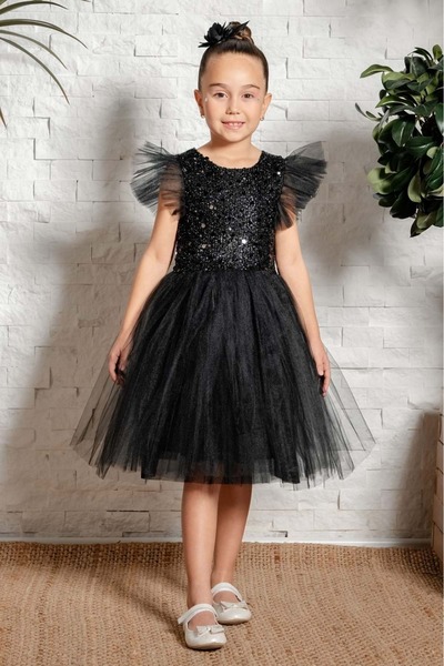 s.t. sebat tekstil Rochie fetita cu fusta tutu NEGRA
