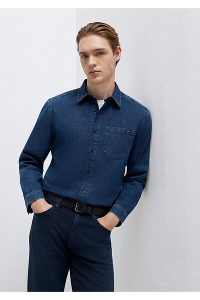 Mavi Eric Edition Puslu İndigo Mavisi Jean Gömlek Regular Fit / Normal Kesim ...