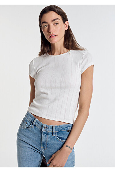 Mavi Ecru Basic T-Shirt Fitted / Bodycon Cut 1613808-70057