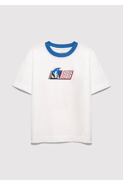 Mavi Тениска със соник принт, екрю, овърсайз / широка кройка 6610432-70057