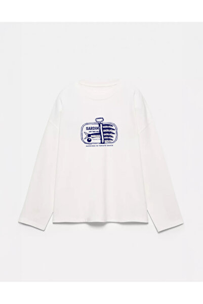 Disante Μπλουζάκι με μακρυμάνικο λαιμόκοψη από 100% βαμβάκι Oversize Fit Sard...