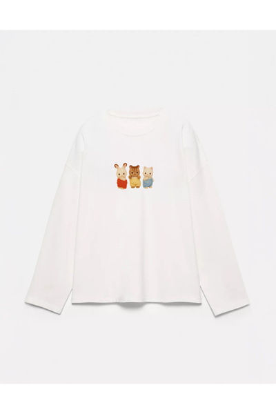 Disante 100% bumbac, cu potrivire oversize, imprimat Sylvanian - tricou cu mâ...