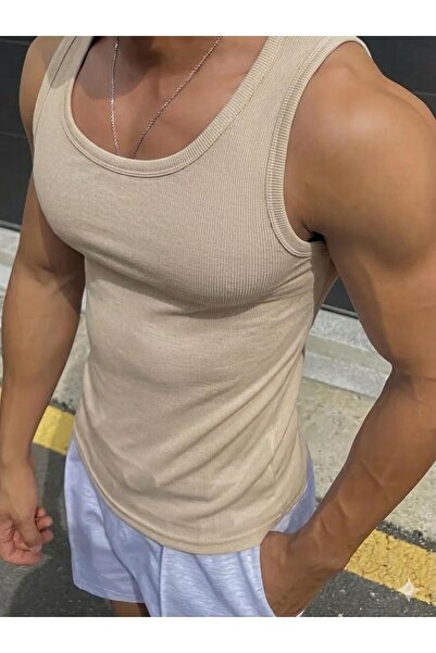 Riowela Tricou sport pentru bărbați - Bumbac Stretch Sport Cut Bej