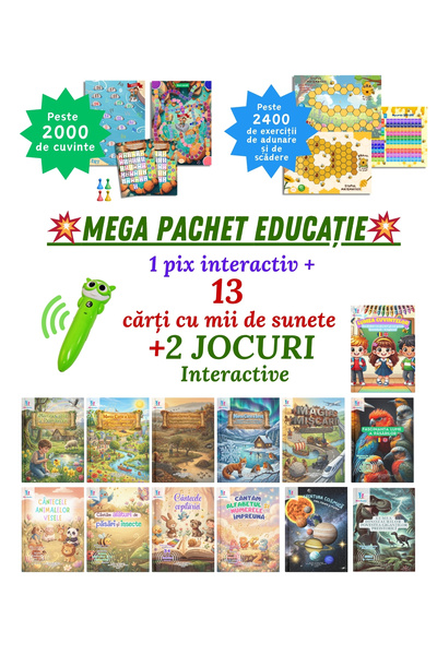 minibooks Mega Pachet Educație -pix interactiv, jocuri și cărți cu mii de sunete