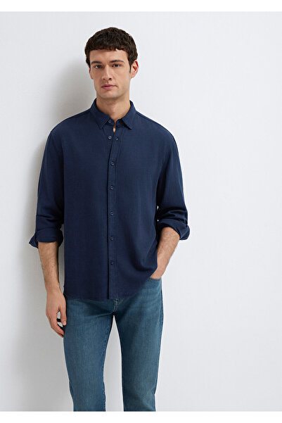 Mavi Linen Mixed Navy Blue (TENCEL™ ™ ) Liyosel Shirt Regular Fit / Normal Cu...