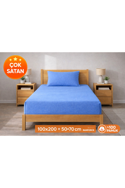 TEK KİŞİLİK LASTİKLİ ÇARŞAF 100x200 + YASTIK KILIFI 50x70