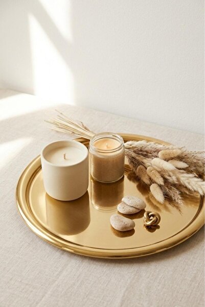 Marla Life Gold Aynalı Yuvarlak Dekoratif Sunum Tepsi - Şık Kahve Sunumluk & ...