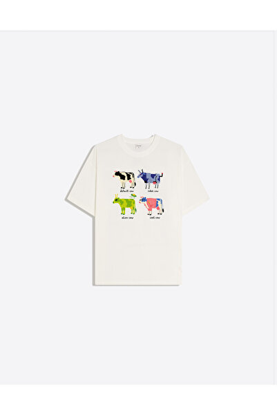 Disante Γυναικείο μπλουζάκι Cow Collection με στάμπα, με λαιμόκοψη ποδηλάτου,...