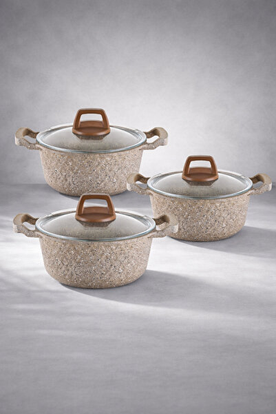 LAVONNI طقم أواني طهي من الجرانيت المصبوب من OBSIDYEN مكون من 6 قطع، مقاس 16/...