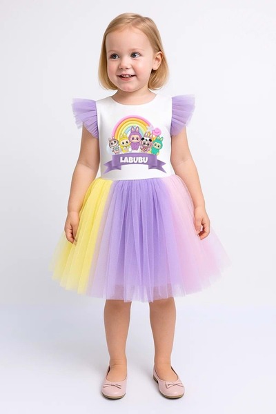 s.t. sebat tekstil Rochie de fetiță cu coroană și fustă tutu colorată LILA