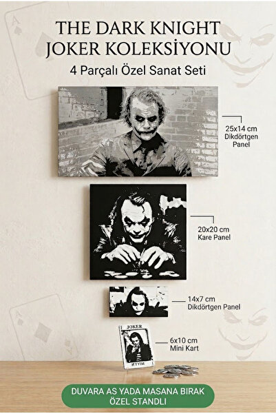 KIZILAKSAM JOKER 4 LÜ KABARTMALI TABLO SETİ HEDİYELİK (İSTER STANDLA KULLAN İ...
