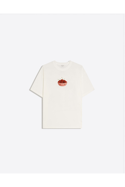 Disante Γυναικείο μπλουζάκι με στάμπα κεράσια και λαιμόκοψη ποδηλάτου, Oversi...