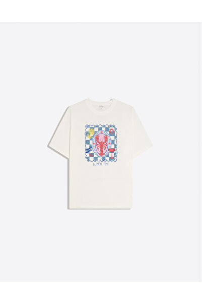 Disante Γυναικείο μπλουζάκι Lunch Time με στάμπα, με λαιμόκοψη ποδηλάτου, Ove...