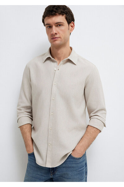 Mavi Bej Gömlek Slim Fit / Dar Kesim 0211656-70145