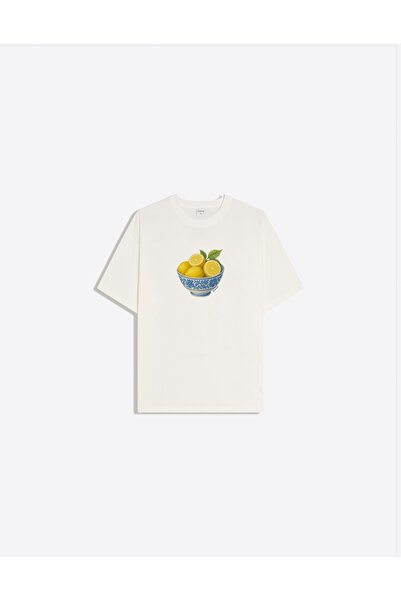 Disante Lemon Baskılı Bisiklet Yaka Basic Trend Kadın T-shirt
