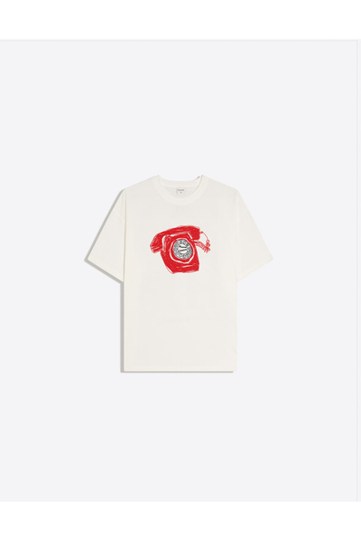 Disante Tricou pentru femei Retro Call Printed Crew Neck Oversize Trend