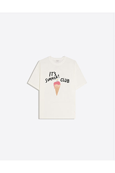 Disante Είναι καλοκαίρι. Γυναικείο μπλουζάκι με στάμπα, λαιμόκοψη ποδηλάτου, ...