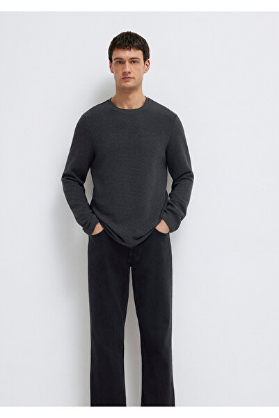 Mavi Antracitové tričko s dlouhým rukávem, základní střih, slim fit / přiléha...