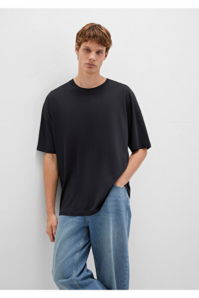 Mavi Siyah Oversize Tişört Oversize / Geniş Kesim 066902-900
