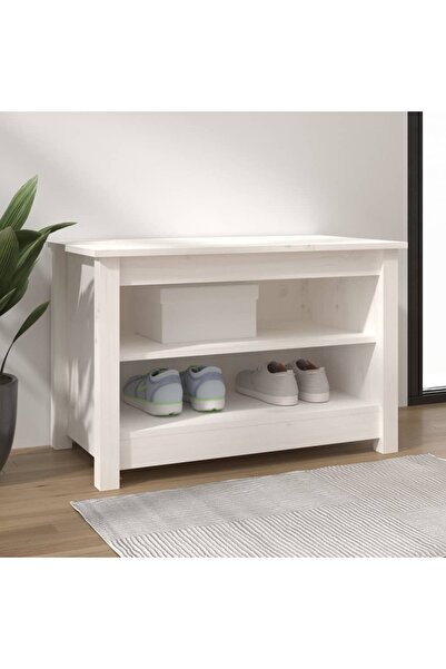Concept Shoe bench, white, 70x38x45.5 cm, solid pine wood
