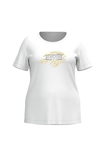 bilcee Жіноча біла футболка великого розміру з каменним принтом 4067