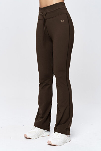 bilcee Kadın Kahve Yüksek Bel Flare Yumuşak Dokulu Tayt Pantolon 9909