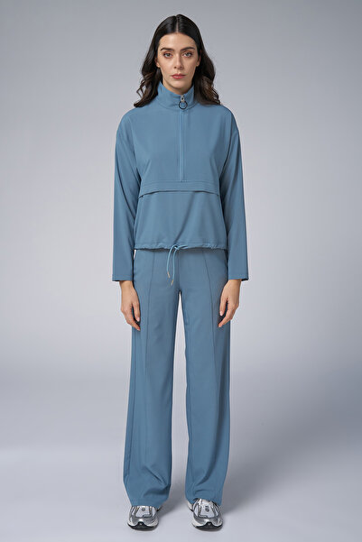 bilcee Γυναικείο σετ αθλητικής φόρμας με μπλε σχέδιο, λεπτό ελαφρύ φερμουάρ 4016