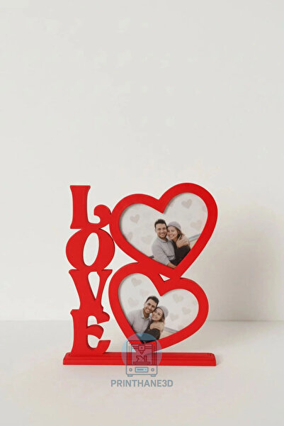 Printhane 3D Love Yazılı Kalpli Çerçeve – Fotoğraf Yerleştirilebilir Dekorati...