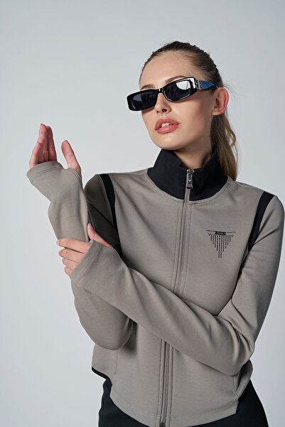 bilcee Women's Mink Crop Jacket and Palazzo Pants Tracksuit Set 4560