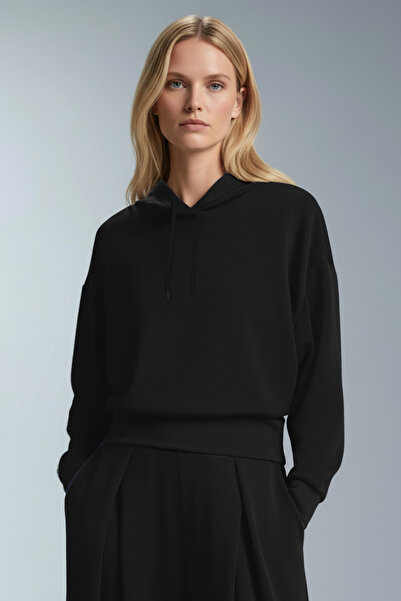 bilcee Women's Black Hooded Modal Sweatshirt 4841