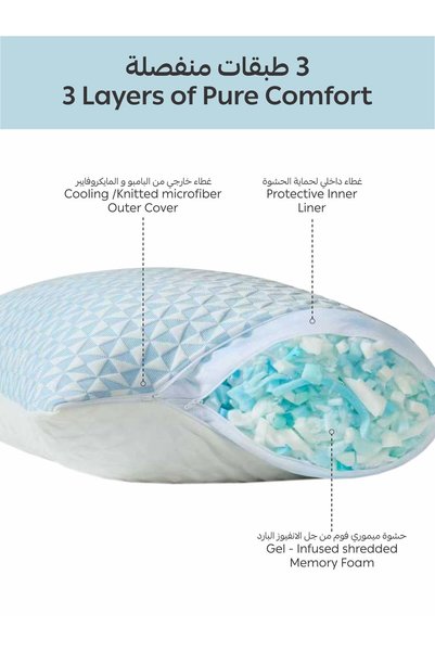 Doona 1400g Double-Sided Shredded Memory Foam Cooling Pillow 50x75cm – Adjustable Loft, Hypoallergenic