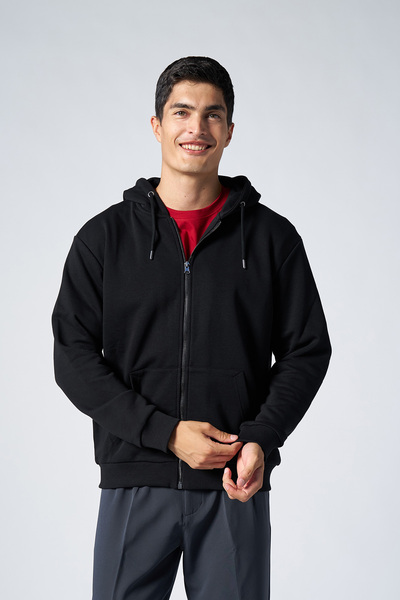 bilcee سترة رياضية بقلنسوة وسحاب أسود كبير الحجم للجنسين من Peak 7016