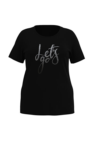 bilcee Жіноча чорна футболка великого розміру з принтом 4177