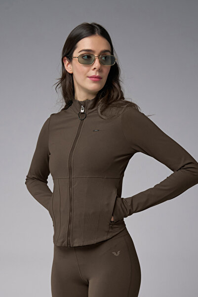 bilcee Women's Brown Slim Fit Sports Jacket 4187